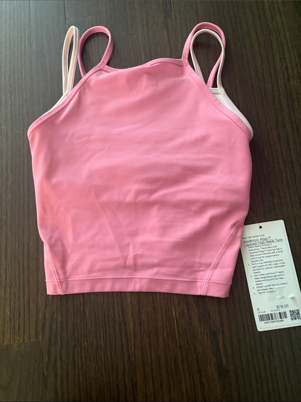 Lululemon Align  Layered High Neck Tank Pink Double-Strap